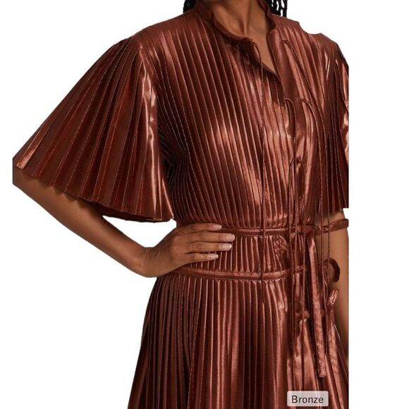 Altuzarra Tosha Pleated Metallic Minidress Size 6(38) - Picture 5 of 10